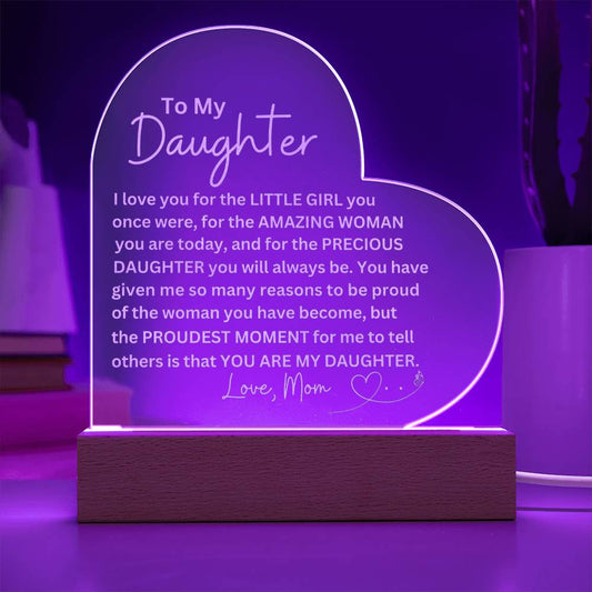 Engraved Daughter Plaque - Meaningful Mom Gift for Her  Personalized Keepsake-[Heartfelt Family Gift]