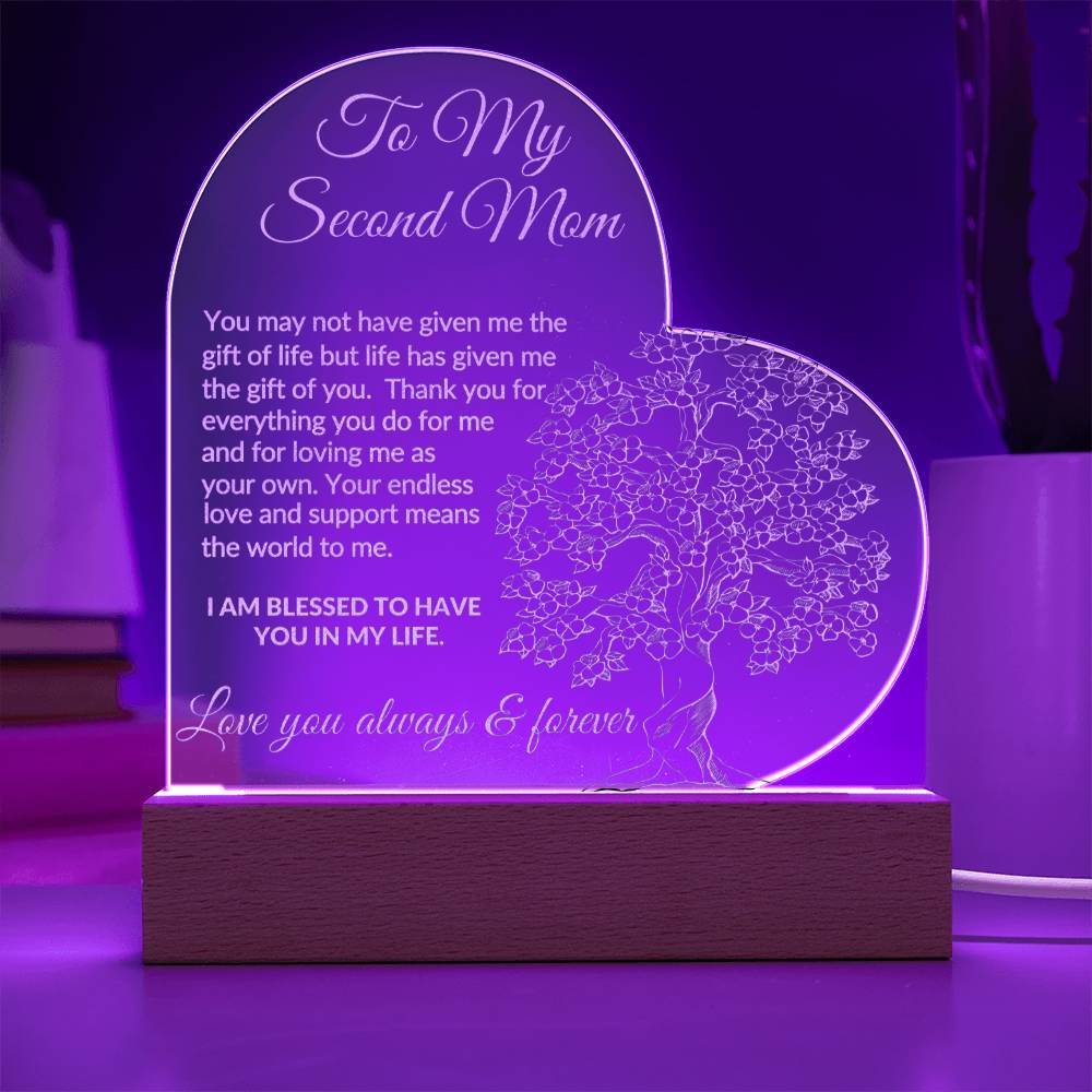 To My Second Mom Engraved Acrylic Plaque-[Heartfelt Family Gift]