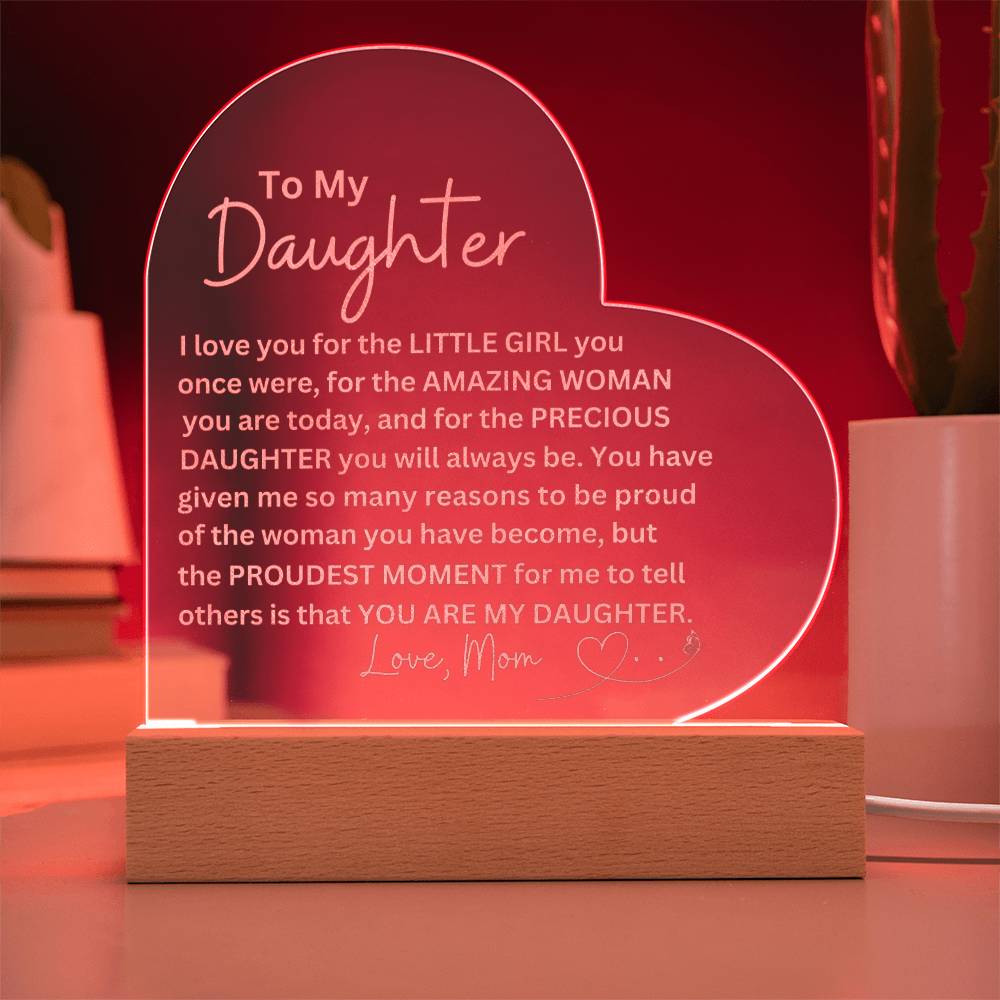 Engraved Daughter Plaque - Meaningful Mom Gift for Her  Personalized Keepsake-[Heartfelt Family Gift]