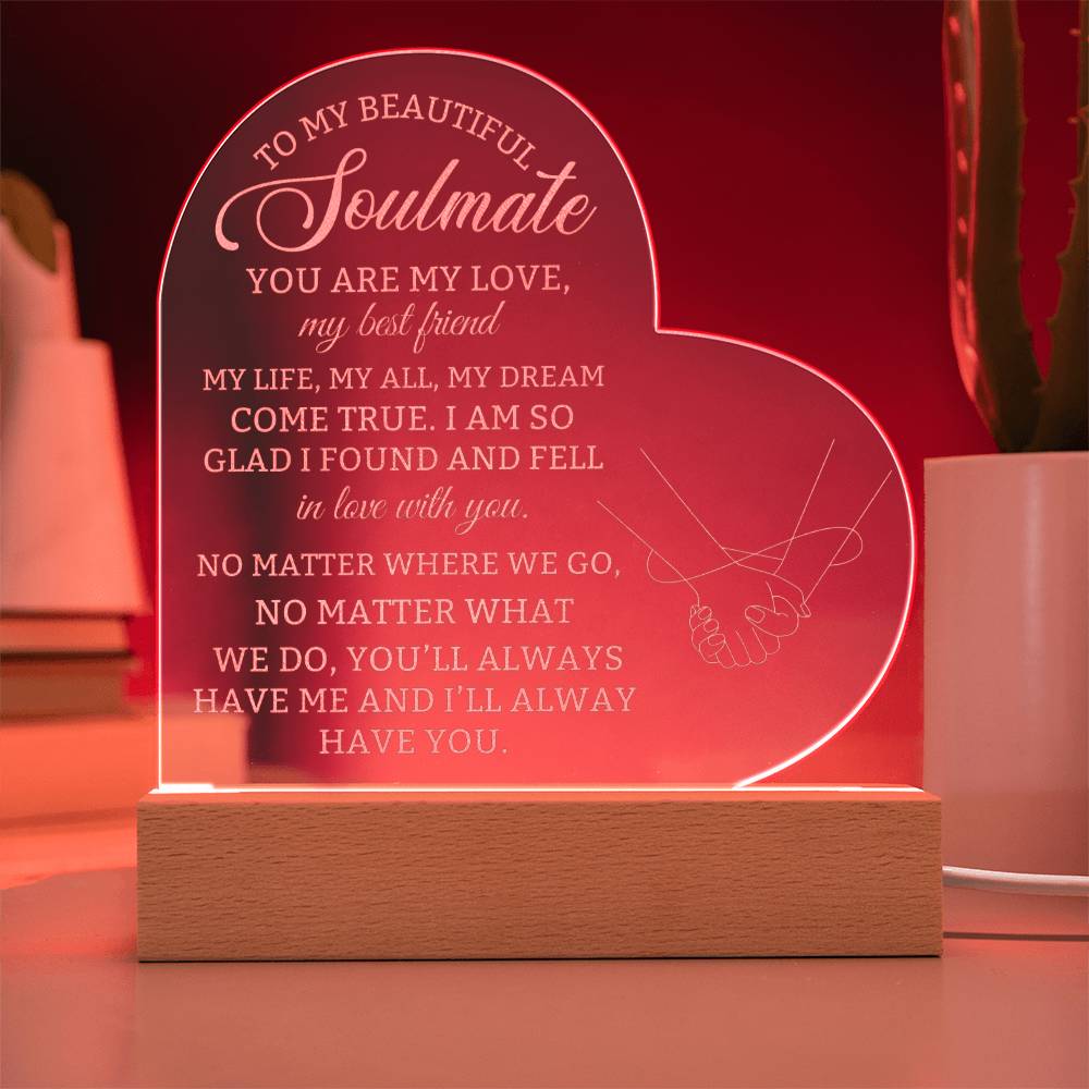 To My Soulmate Heart Engraved Plaque Gift for Wife Girlfriend Husband-[Heartfelt Family Gift]