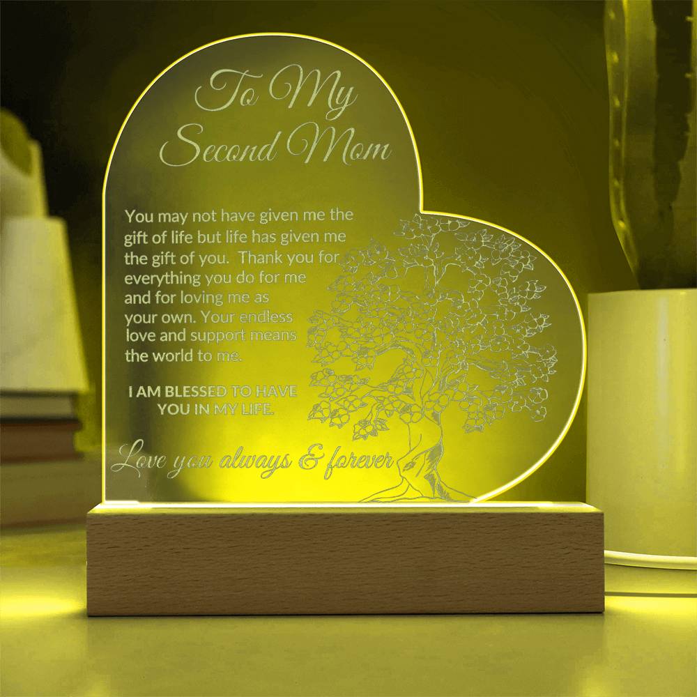 To My Second Mom Engraved Acrylic Plaque-[Heartfelt Family Gift]
