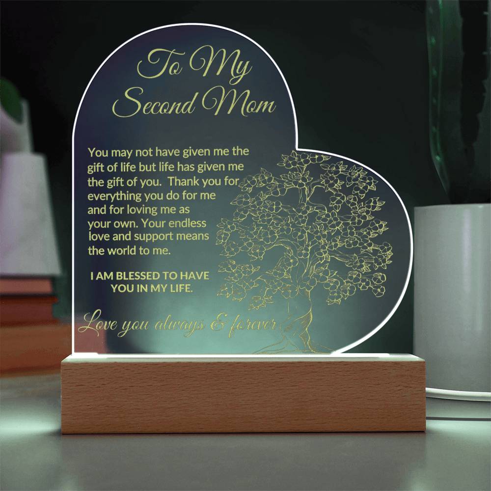 To My Second Mom Engraved Acrylic Plaque-[Heartfelt Family Gift]