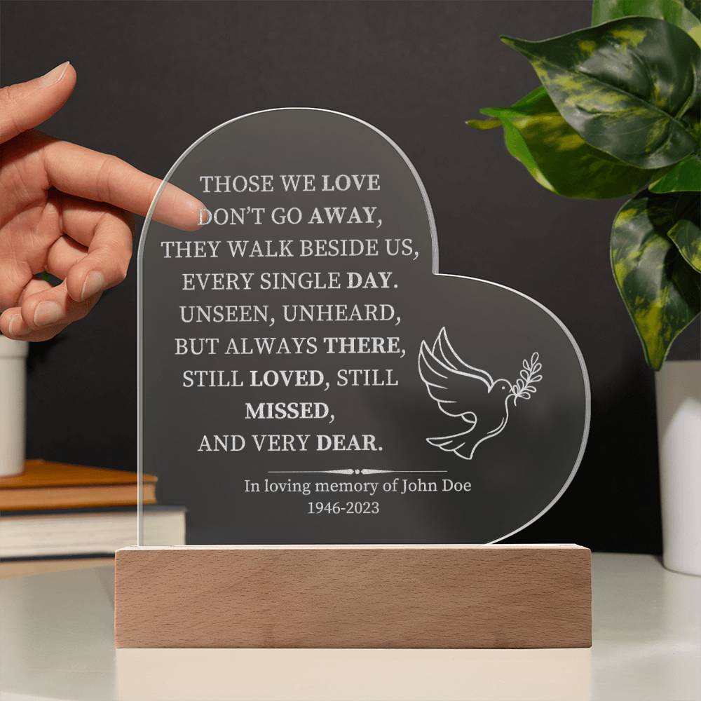Personalized Lighted Memorial Heart with Battery-Operated Base - Customizable Remembrance Piece-[Heartfelt Family Gift]