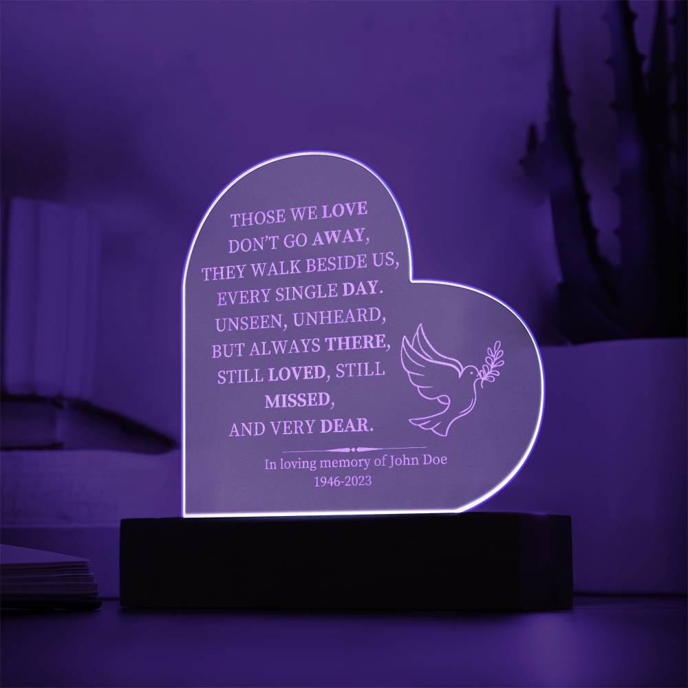 Personalized Lighted Memorial Heart with Battery-Operated Base - Customizable Remembrance Piece-[Heartfelt Family Gift]
