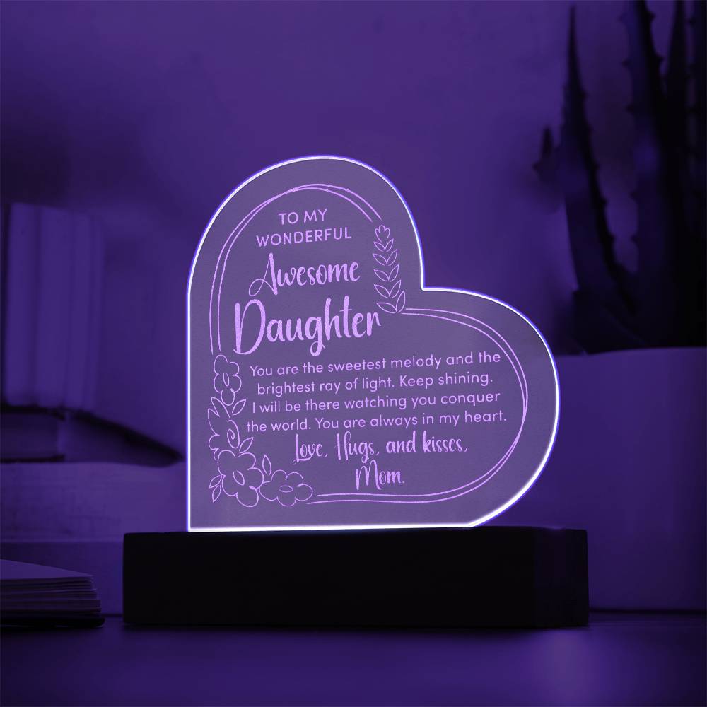 To My Daughter - LED Lighted Engraved Heart PlaqueTo My Daughter - Engraved LED Heart Plaque-[Heartfelt Family Gift]