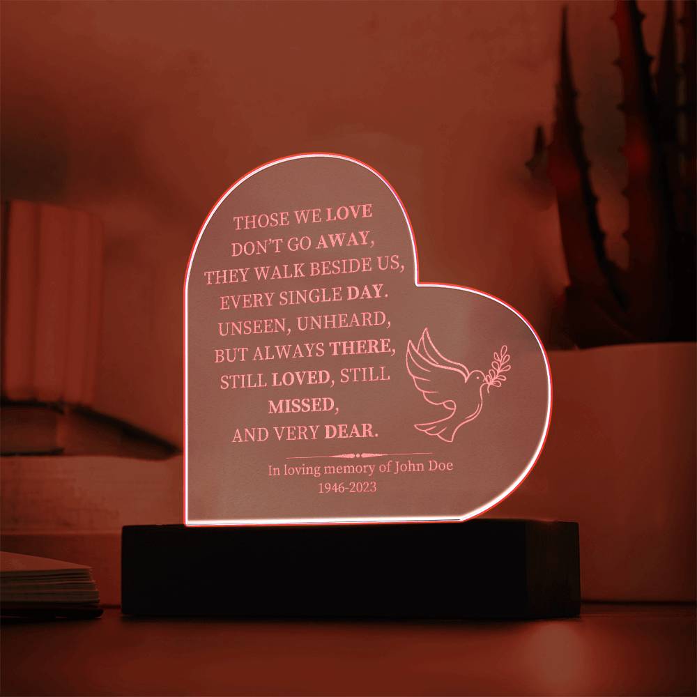 Personalized Lighted Memorial Heart with Battery-Operated Base - Customizable Remembrance Piece-[Heartfelt Family Gift]