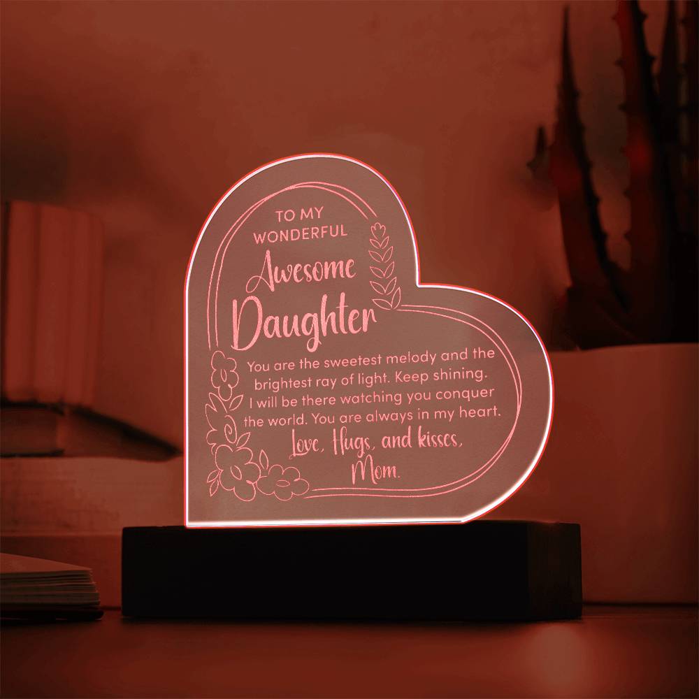 To My Daughter - LED Lighted Engraved Heart PlaqueTo My Daughter - Engraved LED Heart Plaque-[Heartfelt Family Gift]