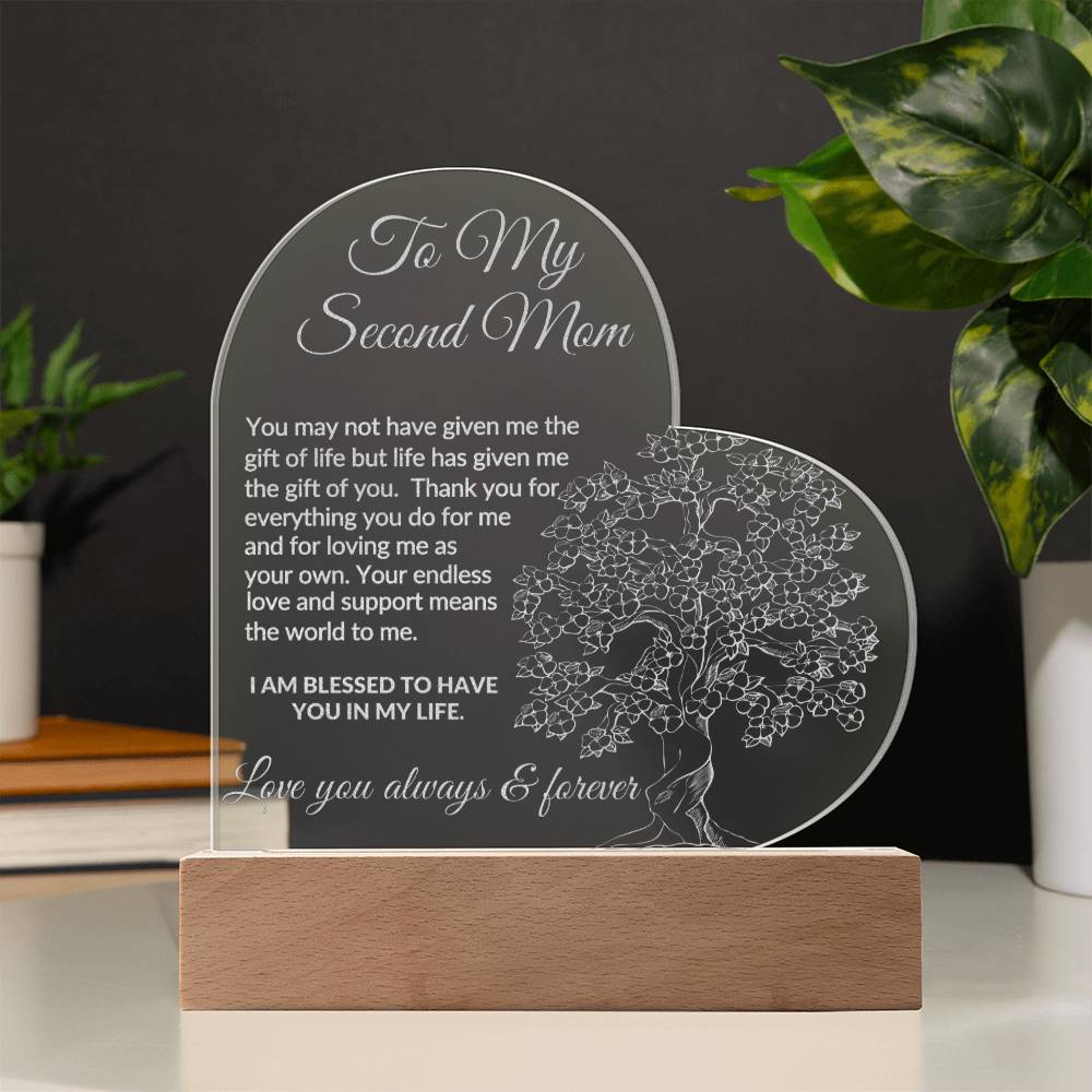 To My Second Mom Engraved Acrylic Plaque-[Heartfelt Family Gift]
