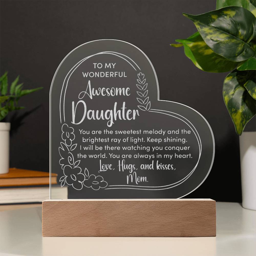 To My Daughter - LED Lighted Engraved Heart PlaqueTo My Daughter - Engraved LED Heart Plaque-[Heartfelt Family Gift]