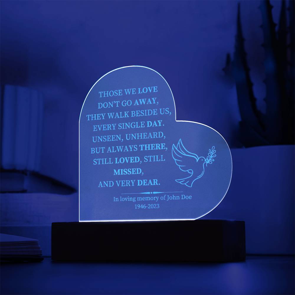 Personalized Lighted Memorial Heart with Battery-Operated Base - Customizable Remembrance Piece-[Heartfelt Family Gift]