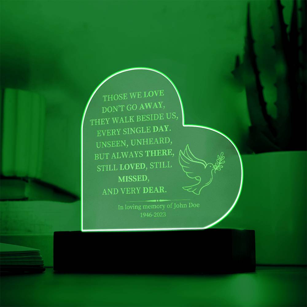 Personalized Lighted Memorial Heart with Battery-Operated Base - Customizable Remembrance Piece-[Heartfelt Family Gift]