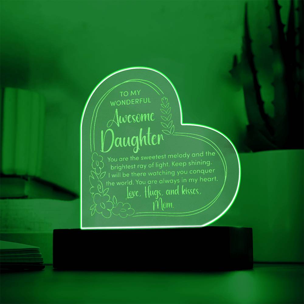 To My Daughter - LED Lighted Engraved Heart PlaqueTo My Daughter - Engraved LED Heart Plaque-[Heartfelt Family Gift]