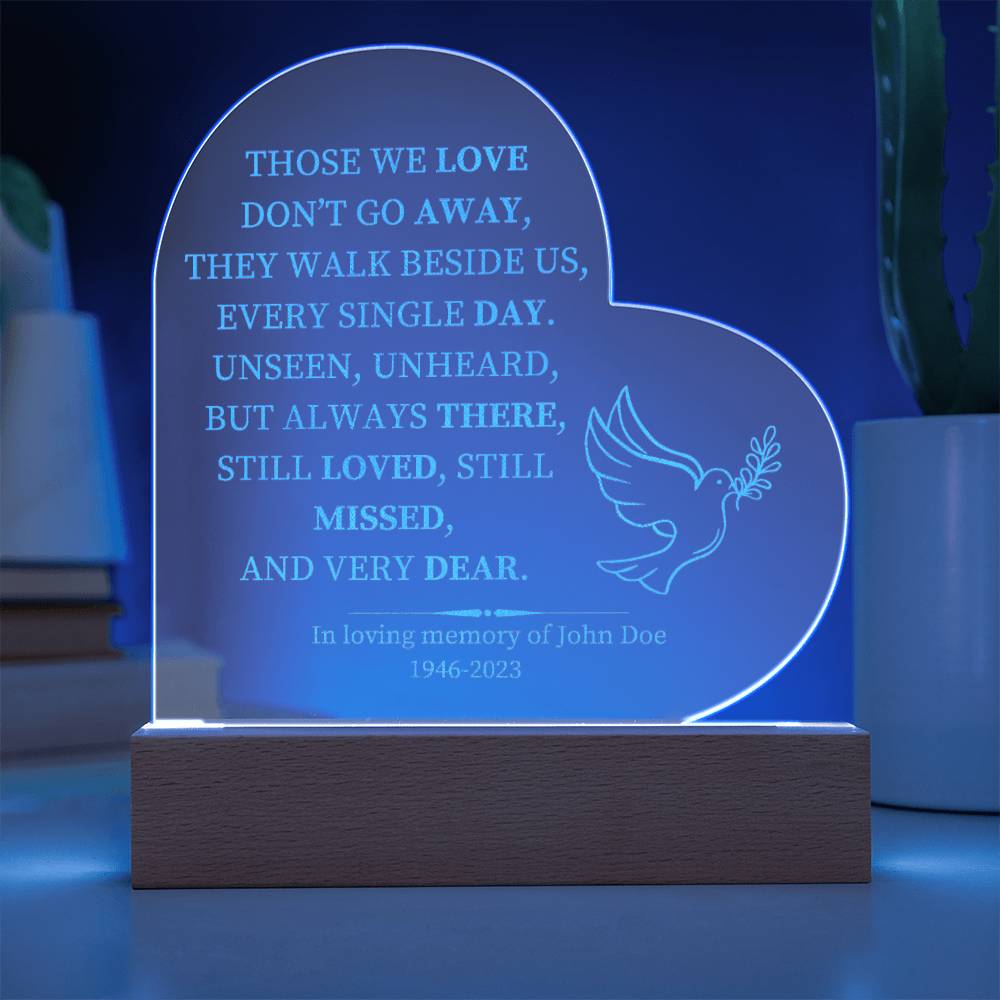 Personalized Lighted Memorial Heart with Battery-Operated Base - Customizable Remembrance Piece-[Heartfelt Family Gift]