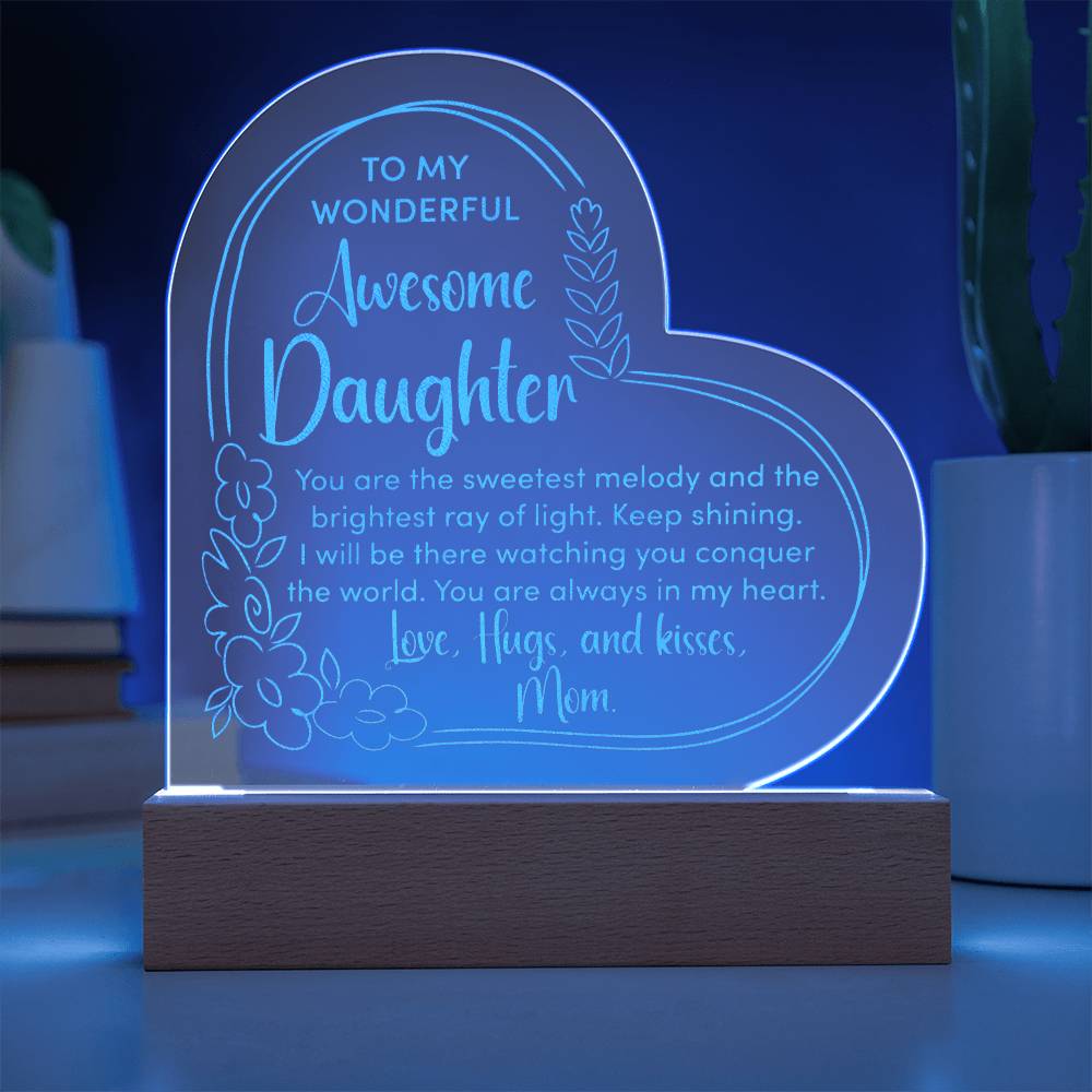 To My Daughter - LED Lighted Engraved Heart PlaqueTo My Daughter - Engraved LED Heart Plaque-[Heartfelt Family Gift]