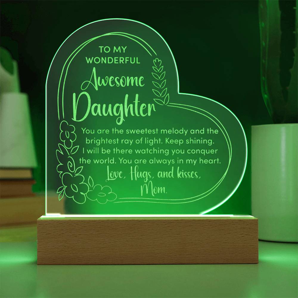 To My Daughter - LED Lighted Engraved Heart PlaqueTo My Daughter - Engraved LED Heart Plaque-[Heartfelt Family Gift]