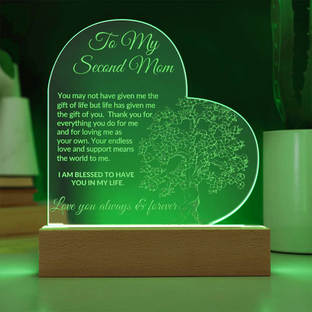 To My Second Mom Engraved Acrylic Plaque-[Heartfelt Family Gift]
