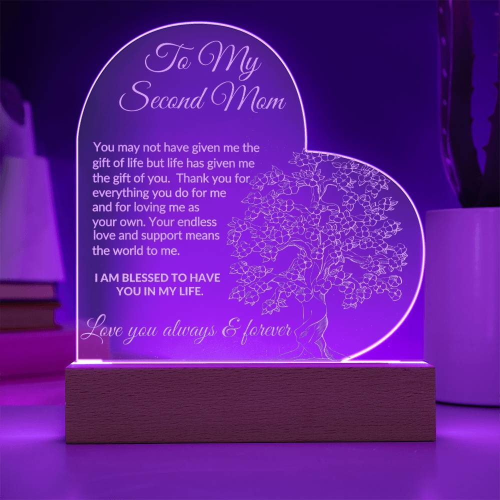 To My Second Mom Engraved Acrylic Plaque-[Heartfelt Family Gift]