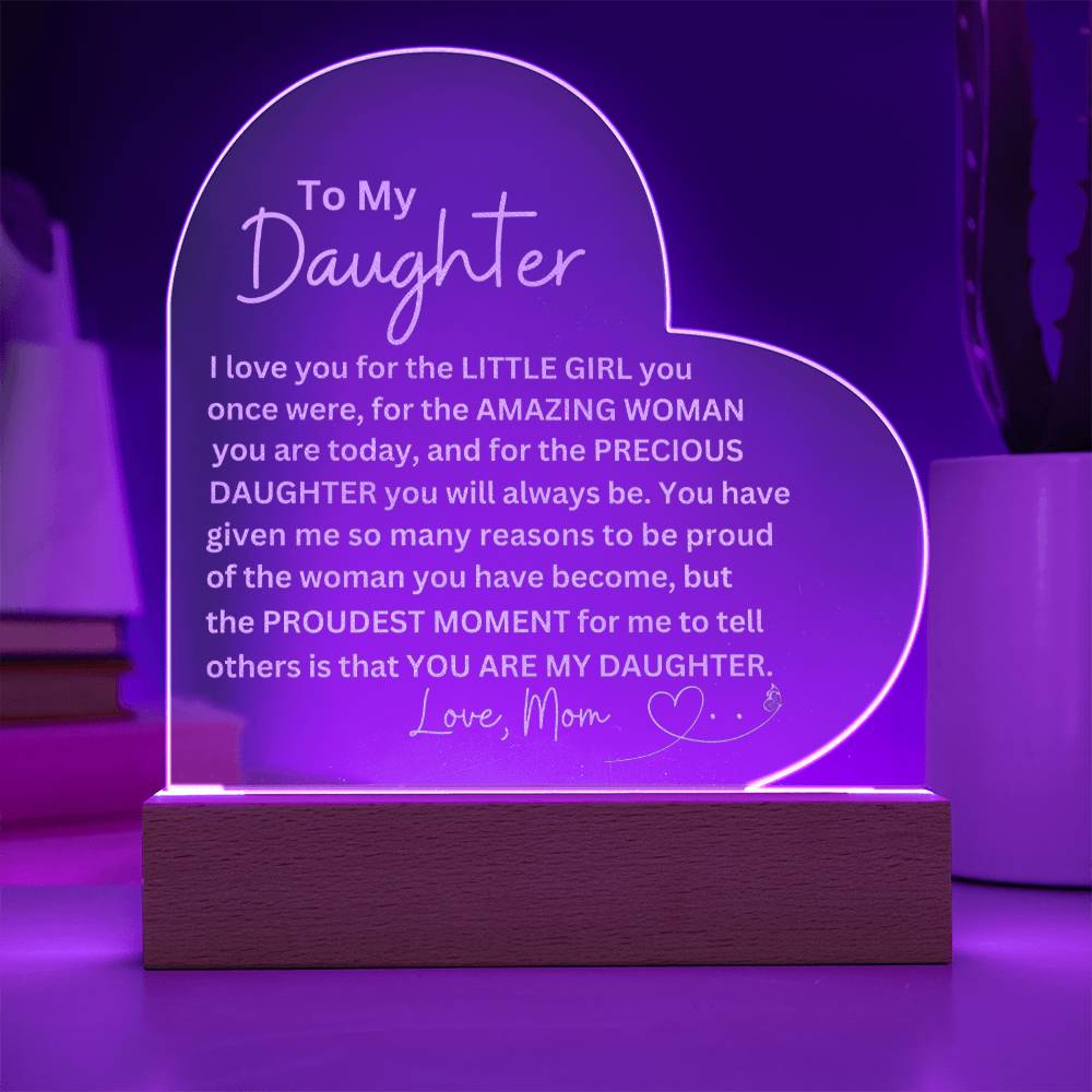 Engraved Daughter Plaque - Meaningful Mom Gift for Her  Personalized Keepsake-[Heartfelt Family Gift]