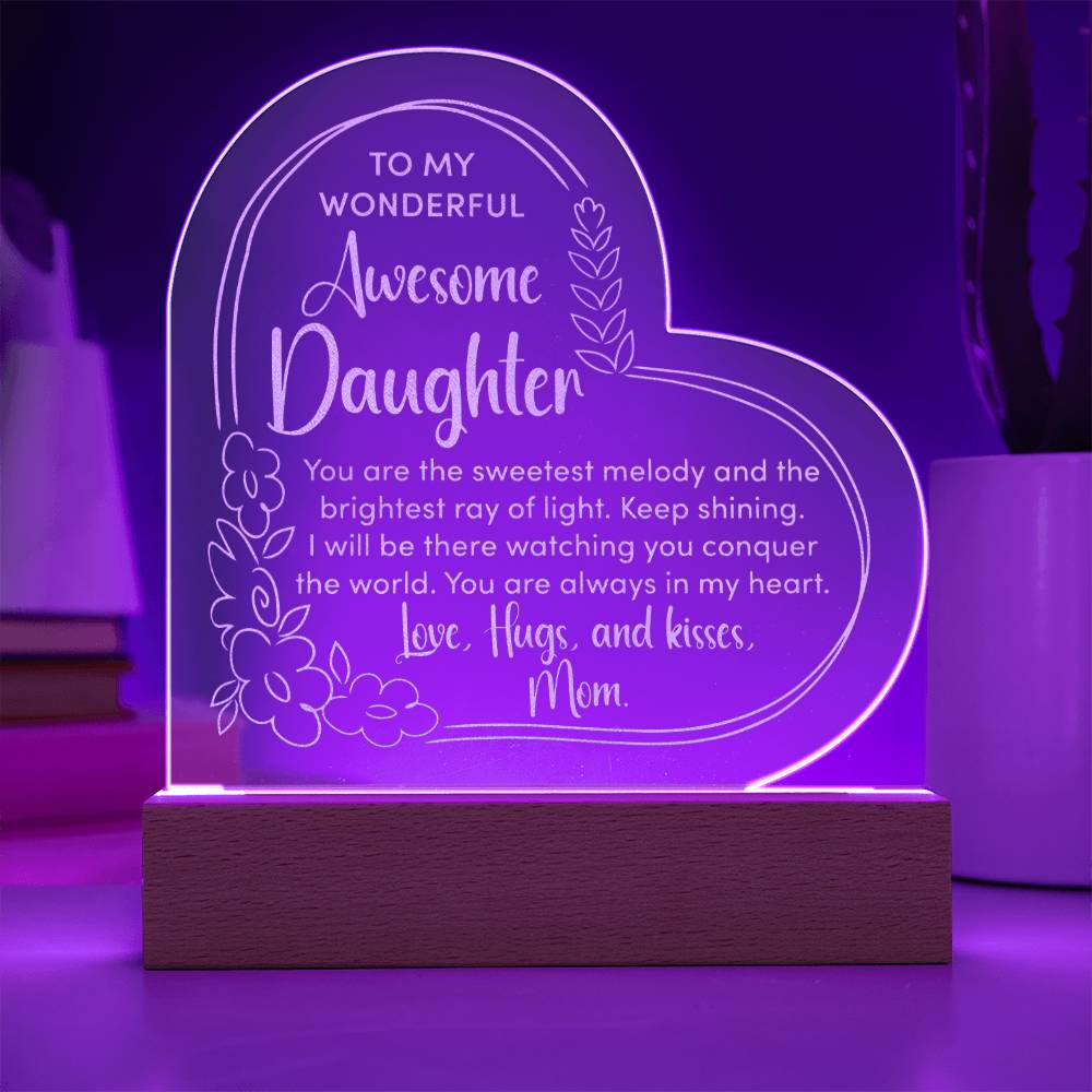To My Daughter - LED Lighted Engraved Heart PlaqueTo My Daughter - Engraved LED Heart Plaque-[Heartfelt Family Gift]