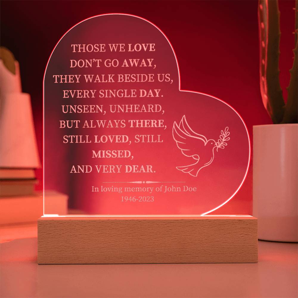 Personalized Lighted Memorial Heart with Battery-Operated Base - Customizable Remembrance Piece-[Heartfelt Family Gift]