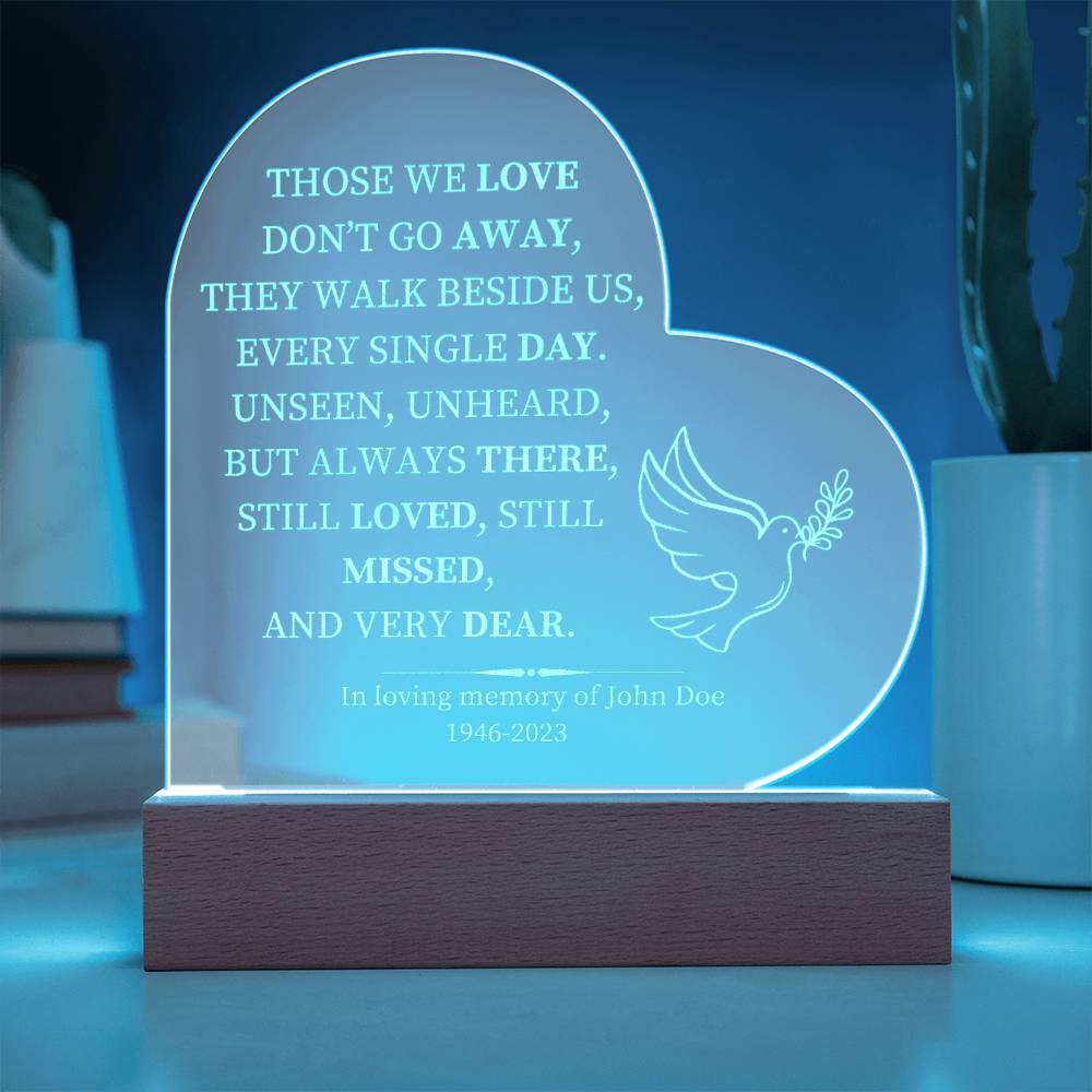 Personalized Lighted Memorial Heart with Battery-Operated Base - Customizable Remembrance Piece-[Heartfelt Family Gift]