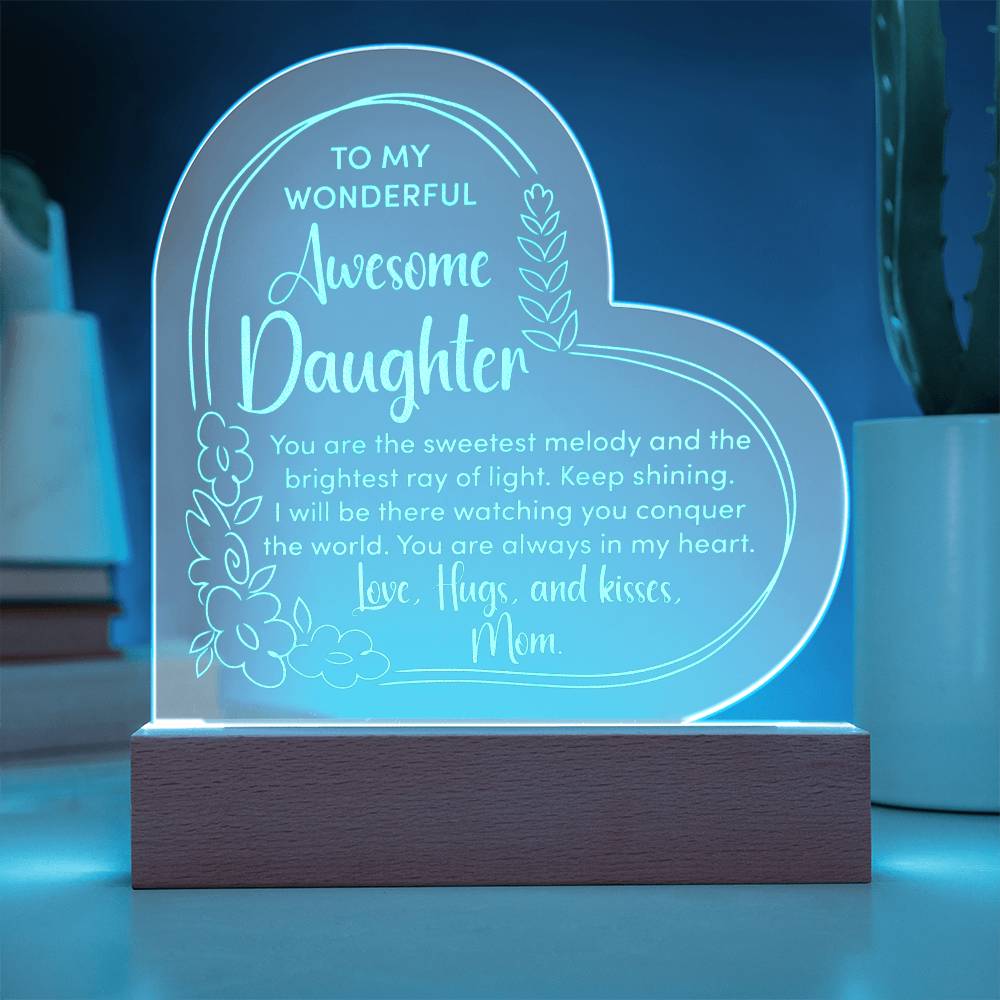 To My Daughter - LED Lighted Engraved Heart PlaqueTo My Daughter - Engraved LED Heart Plaque-[Heartfelt Family Gift]