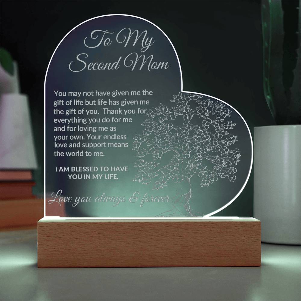 To My Second Mom Engraved Acrylic Plaque-[Heartfelt Family Gift]