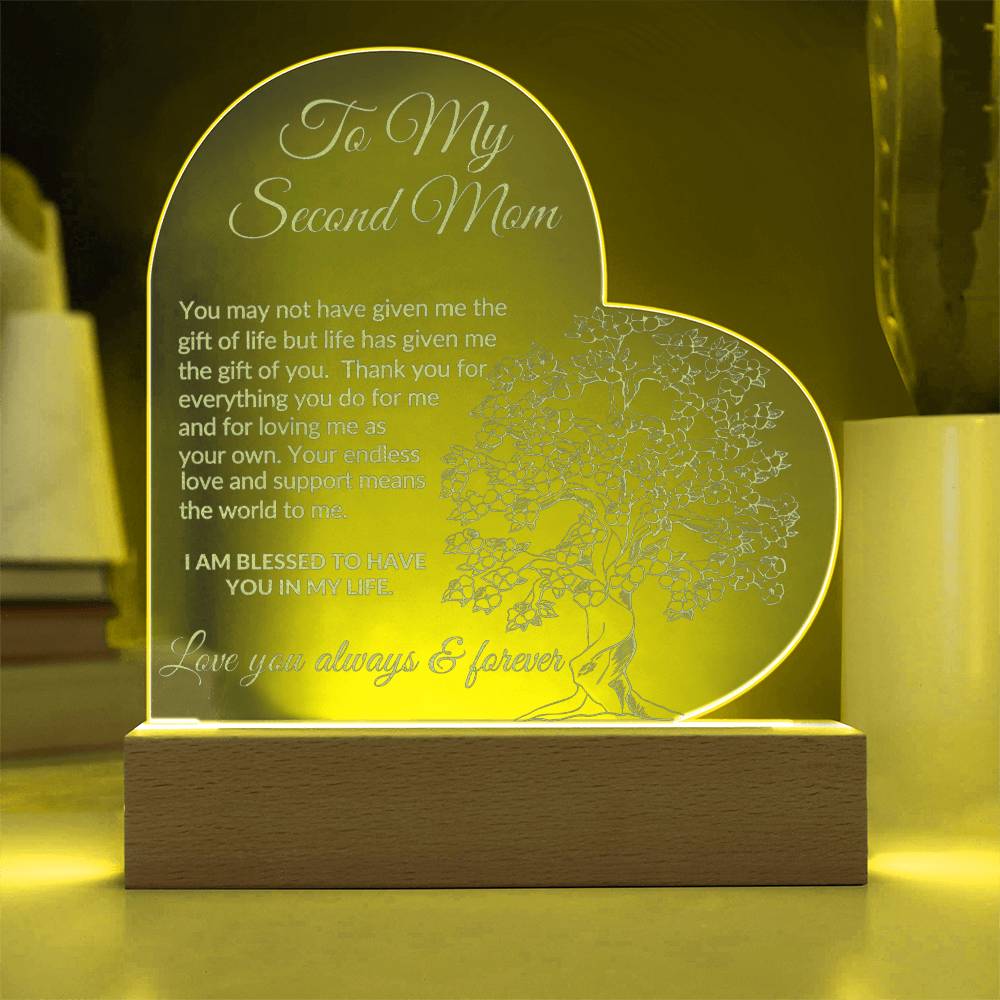 To My Second Mom Engraved Acrylic Plaque-[Heartfelt Family Gift]