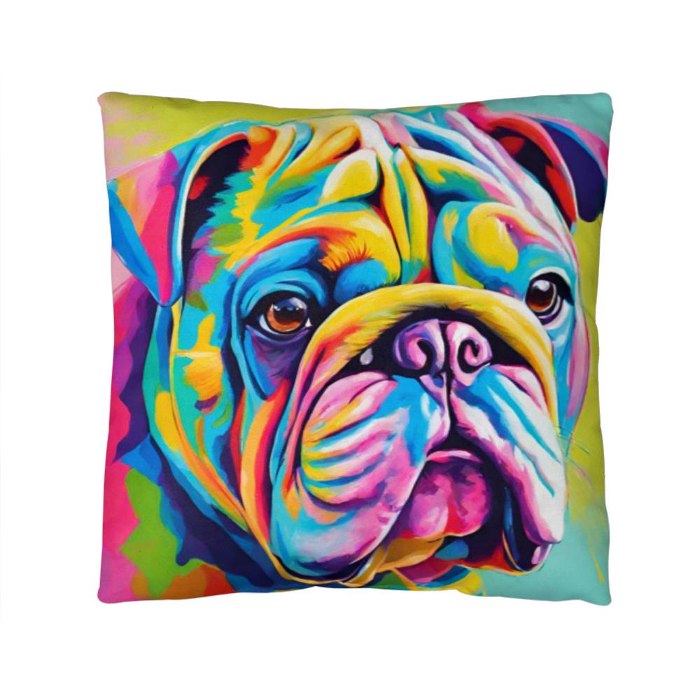 Watercolor Bulldog Throw Pillow - Available in 5 Sizes for Home Decor and Dog Lovers-[Heartfelt Family Gift]