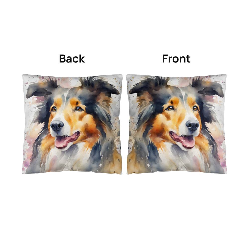 Watercolor Collie Throw Pillow - Available in 5 Sizes  Decorative Home Accent with Delicate Watercolor Design  Perfect for Dog Lovers-[Heartfelt Family Gift]