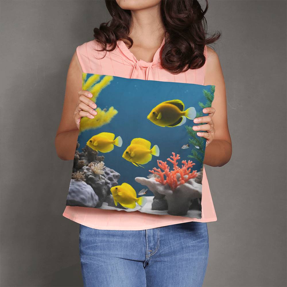 Coral Reef  2 Sided Tropical Fish Throw Pillow  in 5 Sizes-[Heartfelt Family Gift]