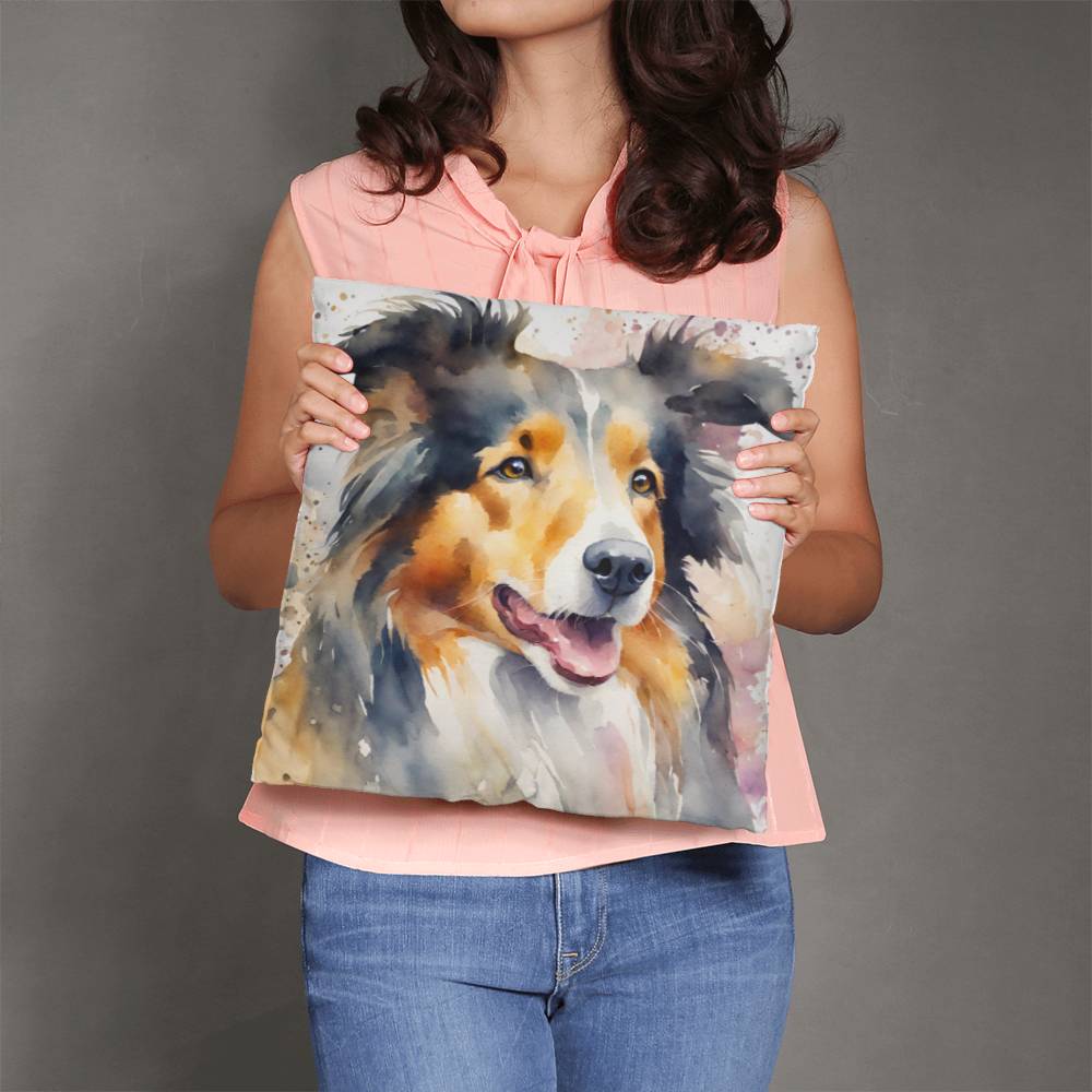 Watercolor Collie Throw Pillow - Available in 5 Sizes  Decorative Home Accent with Delicate Watercolor Design  Perfect for Dog Lovers-[Heartfelt Family Gift]