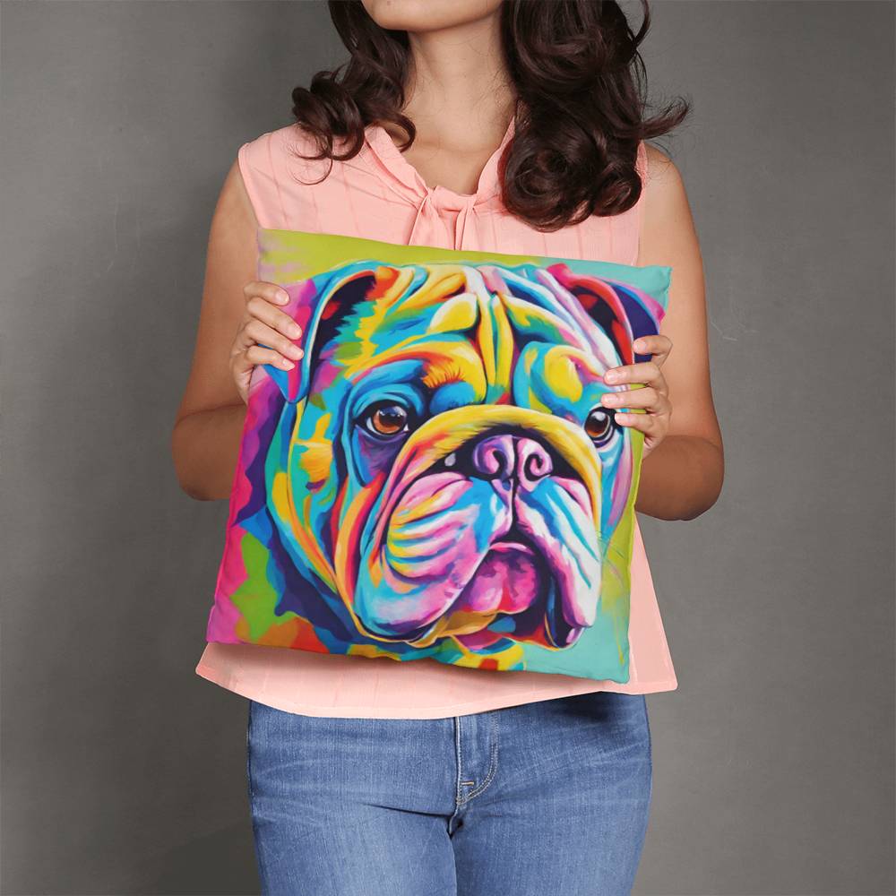 Watercolor Bulldog Throw Pillow - Available in 5 Sizes for Home Decor and Dog Lovers-[Heartfelt Family Gift]