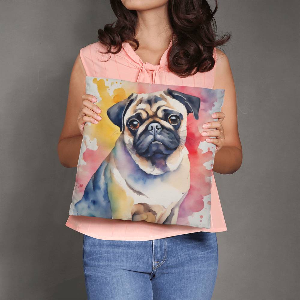 Watercolor Pug Pillow in 5 Sizes-[Heartfelt Family Gift]