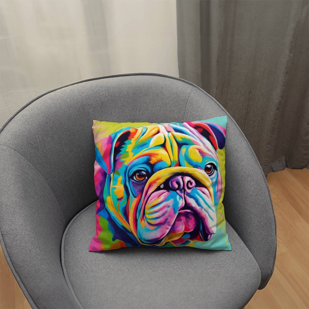 Watercolor Bulldog Throw Pillow - Available in 5 Sizes for Home Decor and Dog Lovers-[Heartfelt Family Gift]