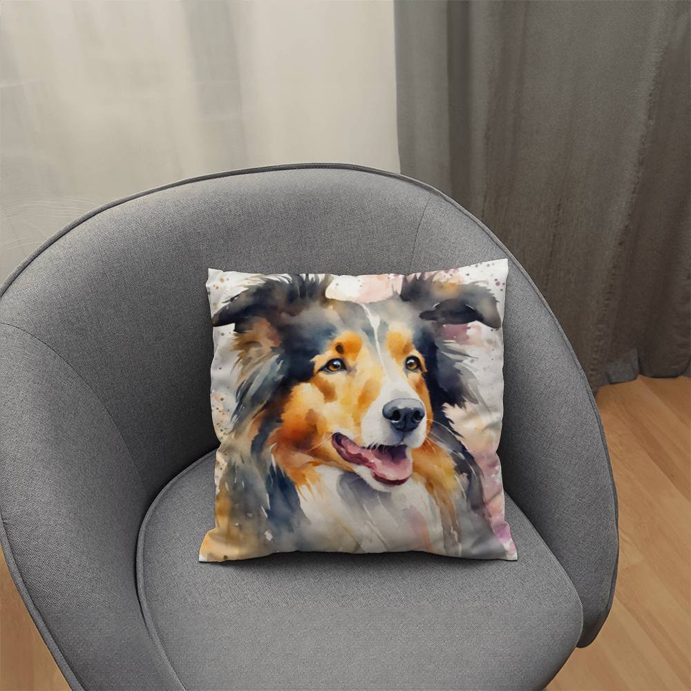 Watercolor Collie Throw Pillow - Available in 5 Sizes  Decorative Home Accent with Delicate Watercolor Design  Perfect for Dog Lovers-[Heartfelt Family Gift]