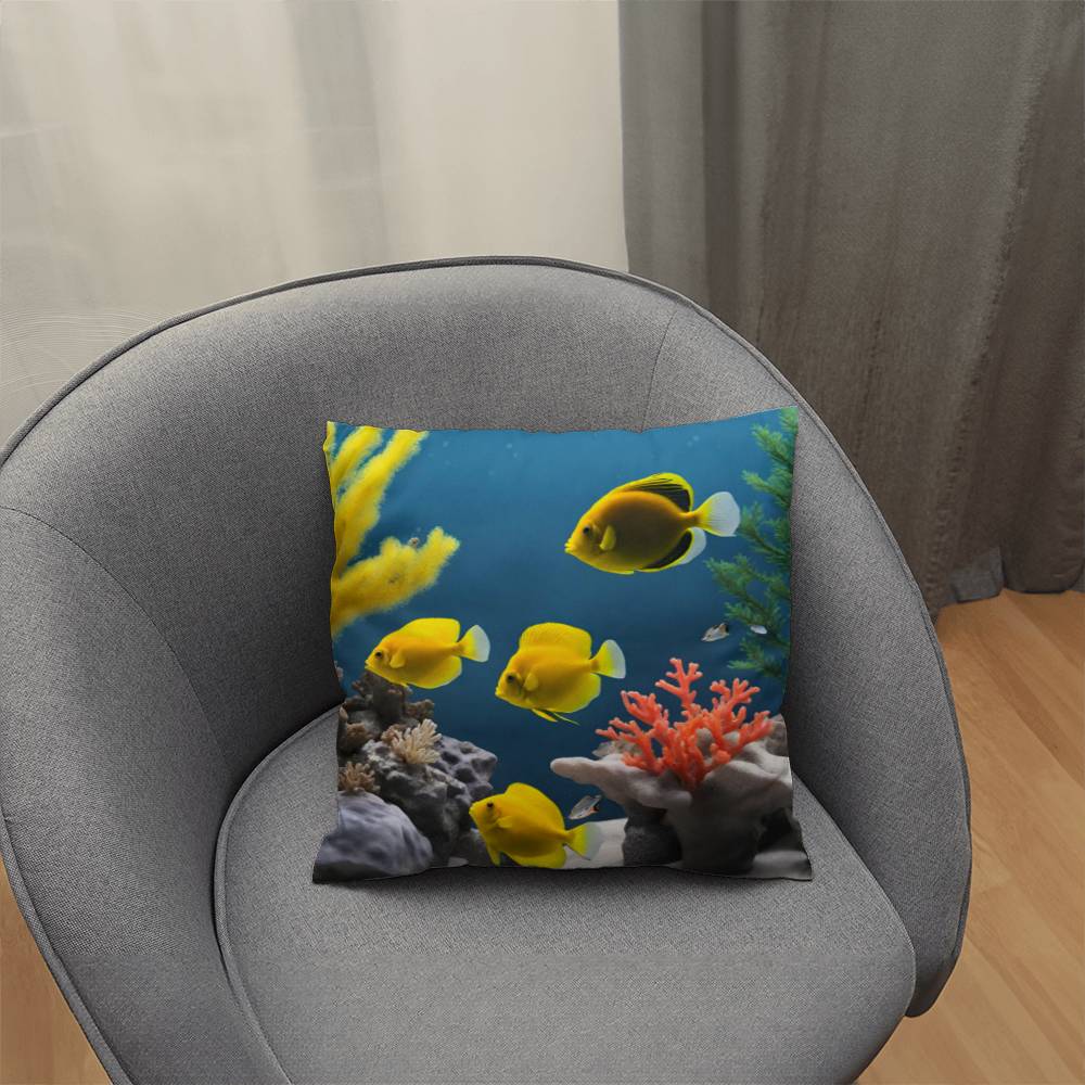 Coral Reef  2 Sided Tropical Fish Throw Pillow  in 5 Sizes-[Heartfelt Family Gift]