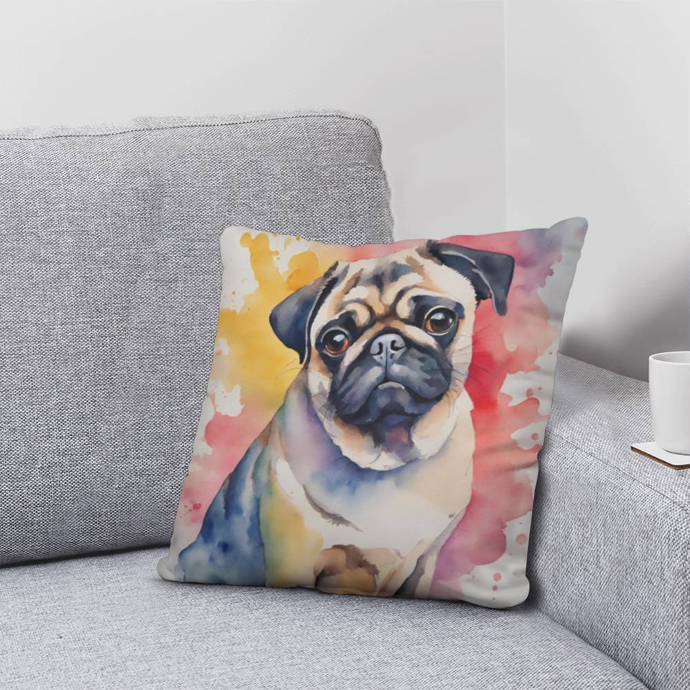 Watercolor Pug Pillow in 5 Sizes-[Heartfelt Family Gift]