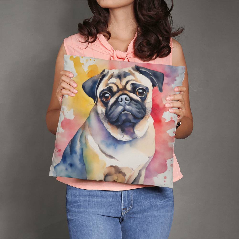 Watercolor Pug Pillow in 5 Sizes-[Heartfelt Family Gift]