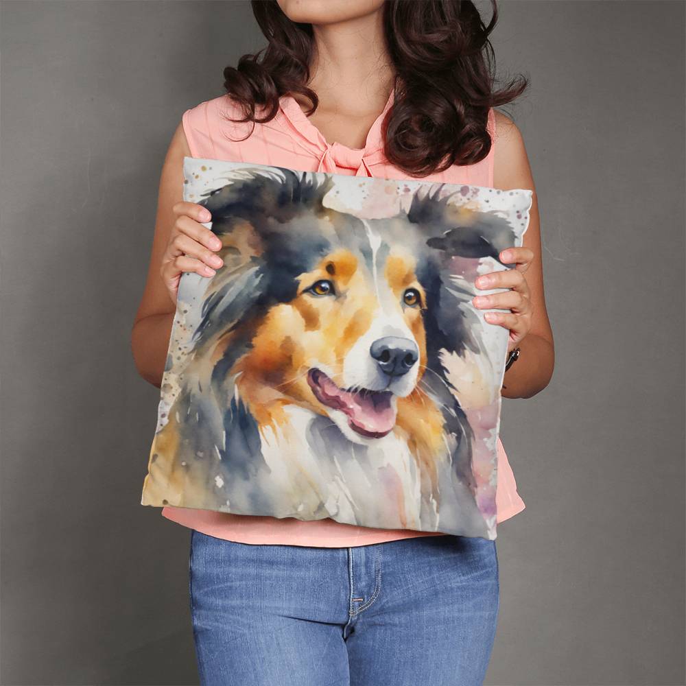 Watercolor Collie Throw Pillow - Available in 5 Sizes  Decorative Home Accent with Delicate Watercolor Design  Perfect for Dog Lovers-[Heartfelt Family Gift]