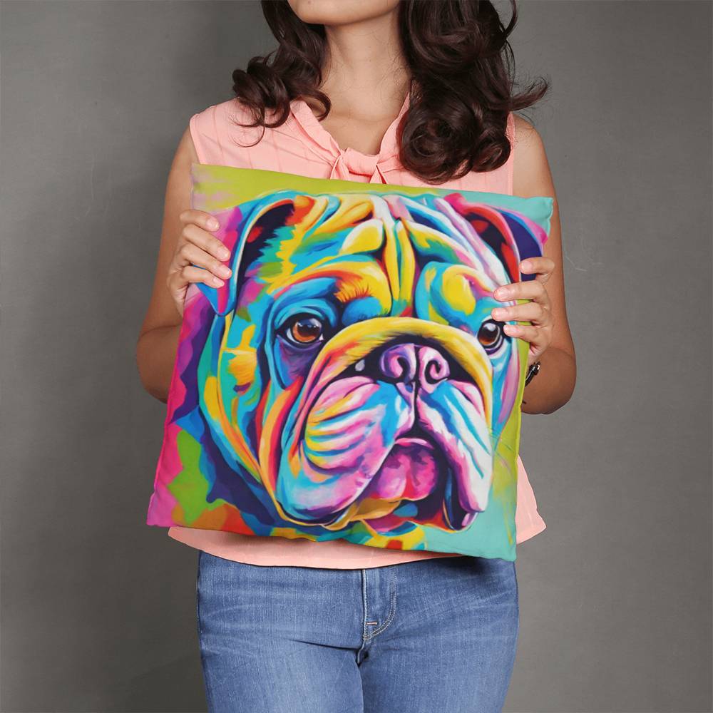 Watercolor Bulldog Throw Pillow - Available in 5 Sizes for Home Decor and Dog Lovers-[Heartfelt Family Gift]