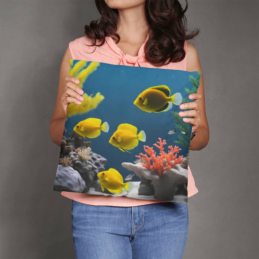 Coral Reef  2 Sided Tropical Fish Throw Pillow  in 5 Sizes-[Heartfelt Family Gift]