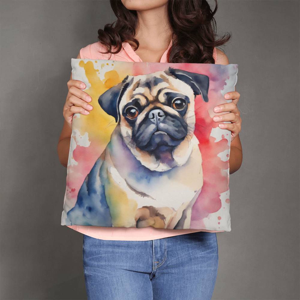 Watercolor Pug Pillow in 5 Sizes-[Heartfelt Family Gift]