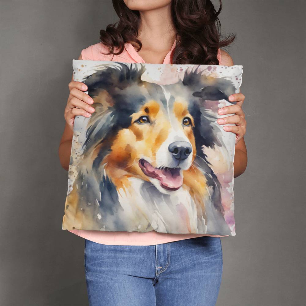 Watercolor Collie Throw Pillow - Available in 5 Sizes  Decorative Home Accent with Delicate Watercolor Design  Perfect for Dog Lovers-[Heartfelt Family Gift]