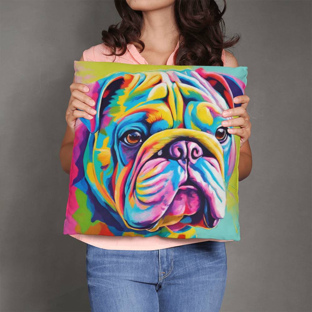 Watercolor Bulldog Throw Pillow - Available in 5 Sizes for Home Decor and Dog Lovers-[Heartfelt Family Gift]