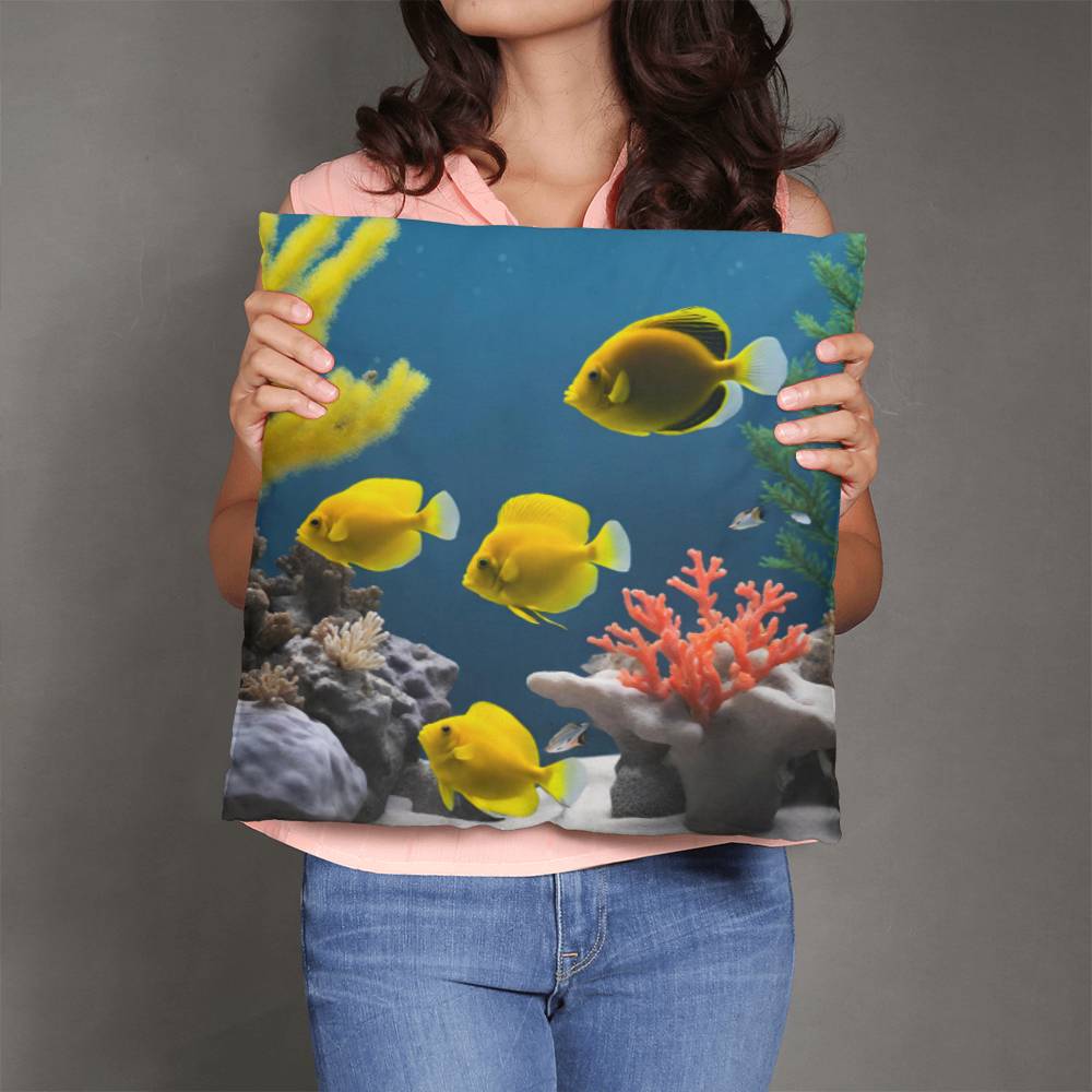 Coral Reef  2 Sided Tropical Fish Throw Pillow  in 5 Sizes-[Heartfelt Family Gift]