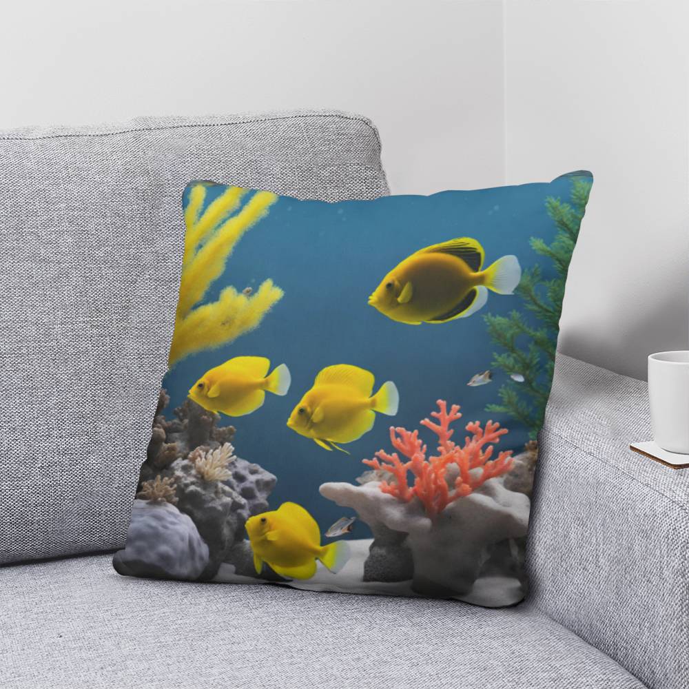 Coral Reef  2 Sided Tropical Fish Throw Pillow  in 5 Sizes-[Heartfelt Family Gift]