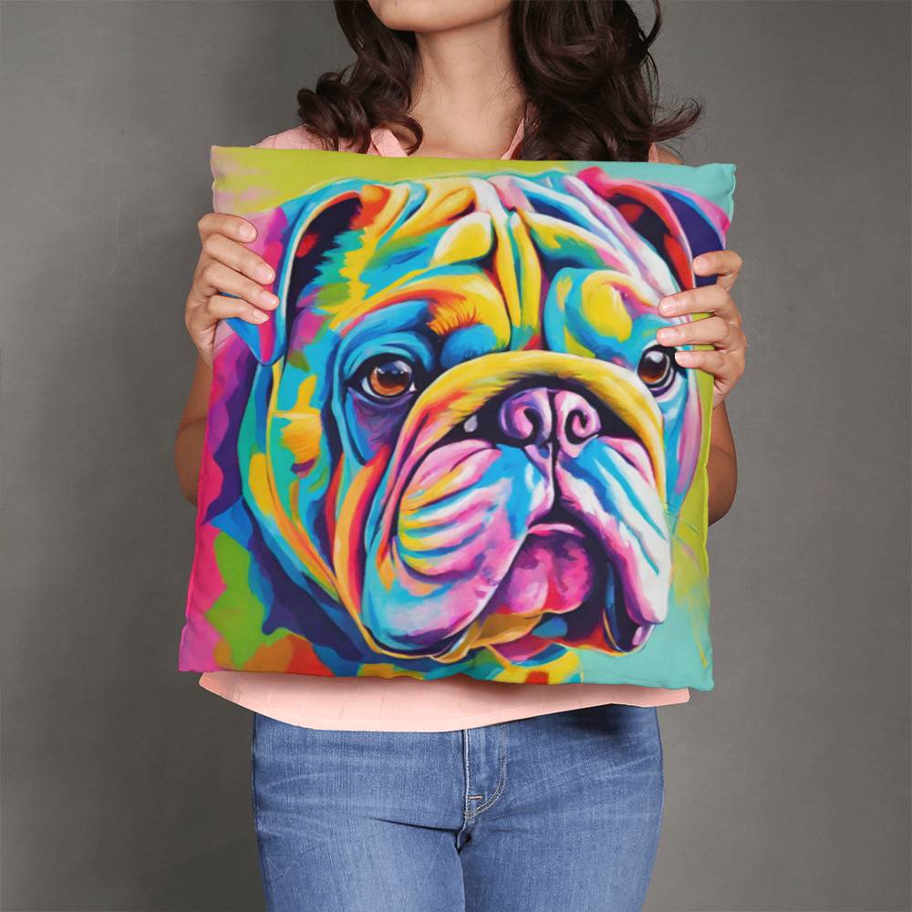 Watercolor Bulldog Throw Pillow - Available in 5 Sizes for Home Decor and Dog Lovers-[Heartfelt Family Gift]