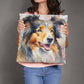 Watercolor Collie Throw Pillow - Available in 5 Sizes  Decorative Home Accent with Delicate Watercolor Design  Perfect for Dog Lovers-[Heartfelt Family Gift]