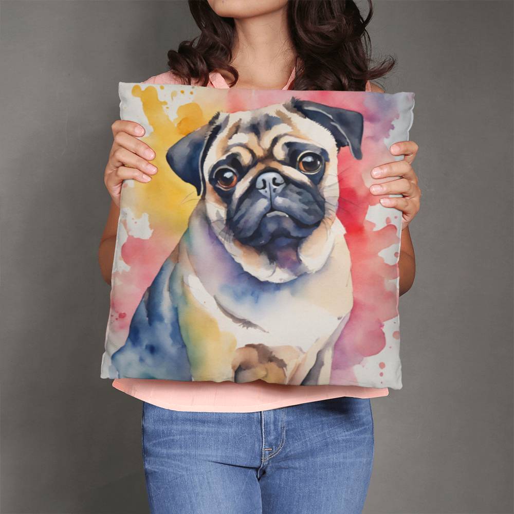 Watercolor Pug Pillow in 5 Sizes-[Heartfelt Family Gift]